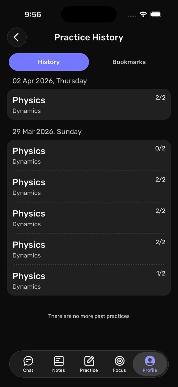 Vector practice history on iOS